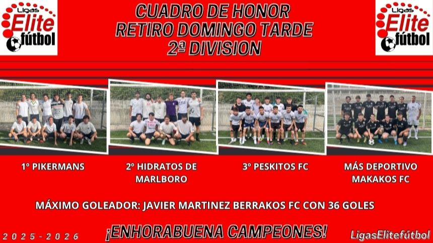 CUADRO DE HONOR. RETIRO DOMINGO TARDE 2ª DIVISIÓN